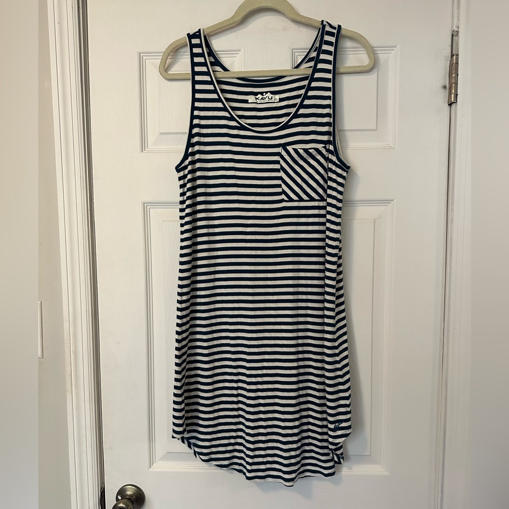 Kavu Blue and White Stripes Tee Shirt Dress